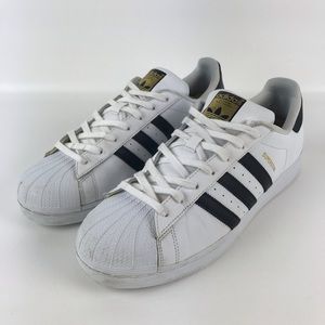 ADIDAS Superstar Leather Black Striped Shoes Sz 12